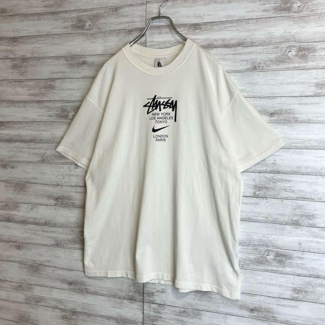 【限定コラボ】ステューシー x ナイキセンターロゴ Tシャツ 希少 Lサイズ