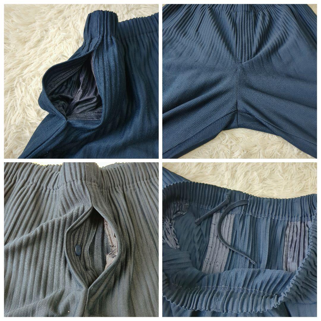 オムプリッセイッセイミヤケ サルエルパンツ プリーツ ネイビー size3