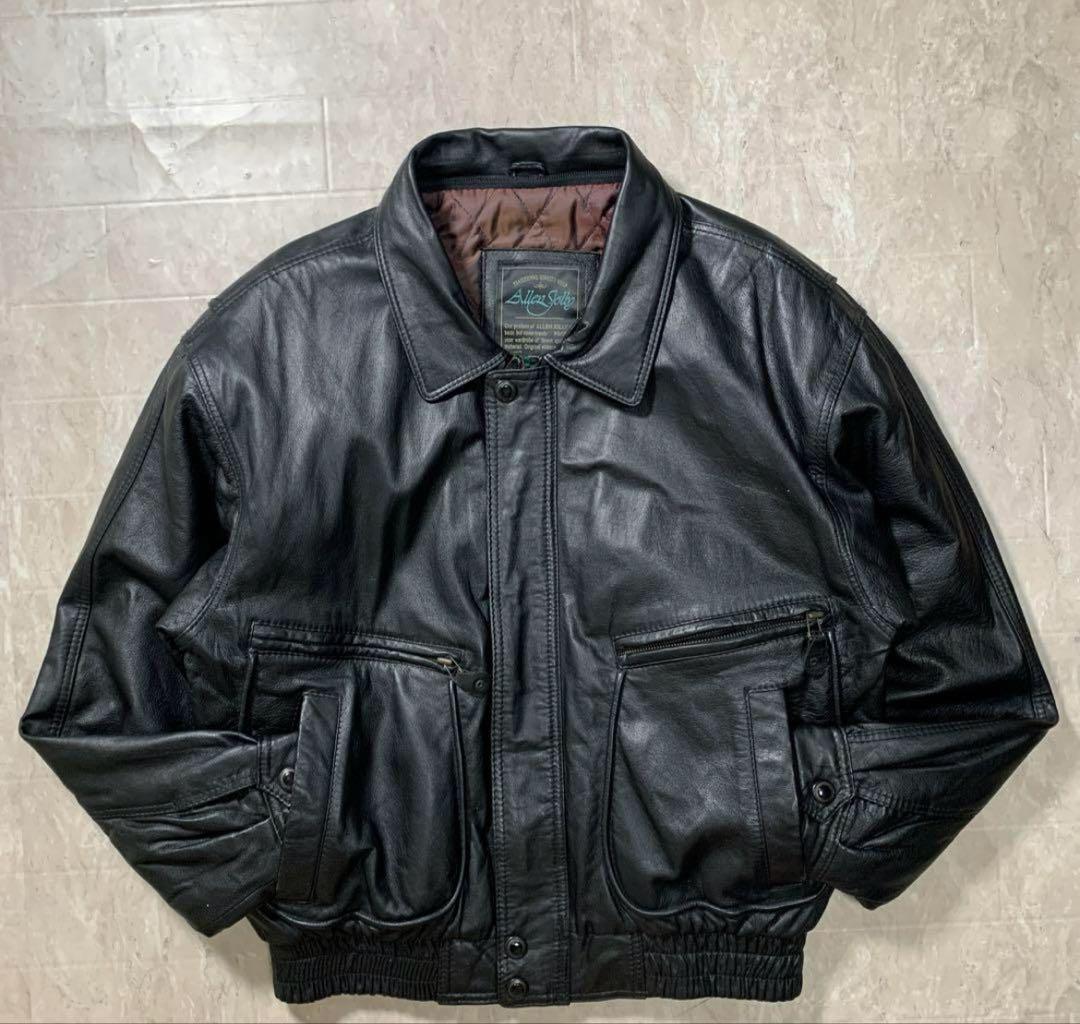 80s レザーボンバージャケット　本革　短丈
