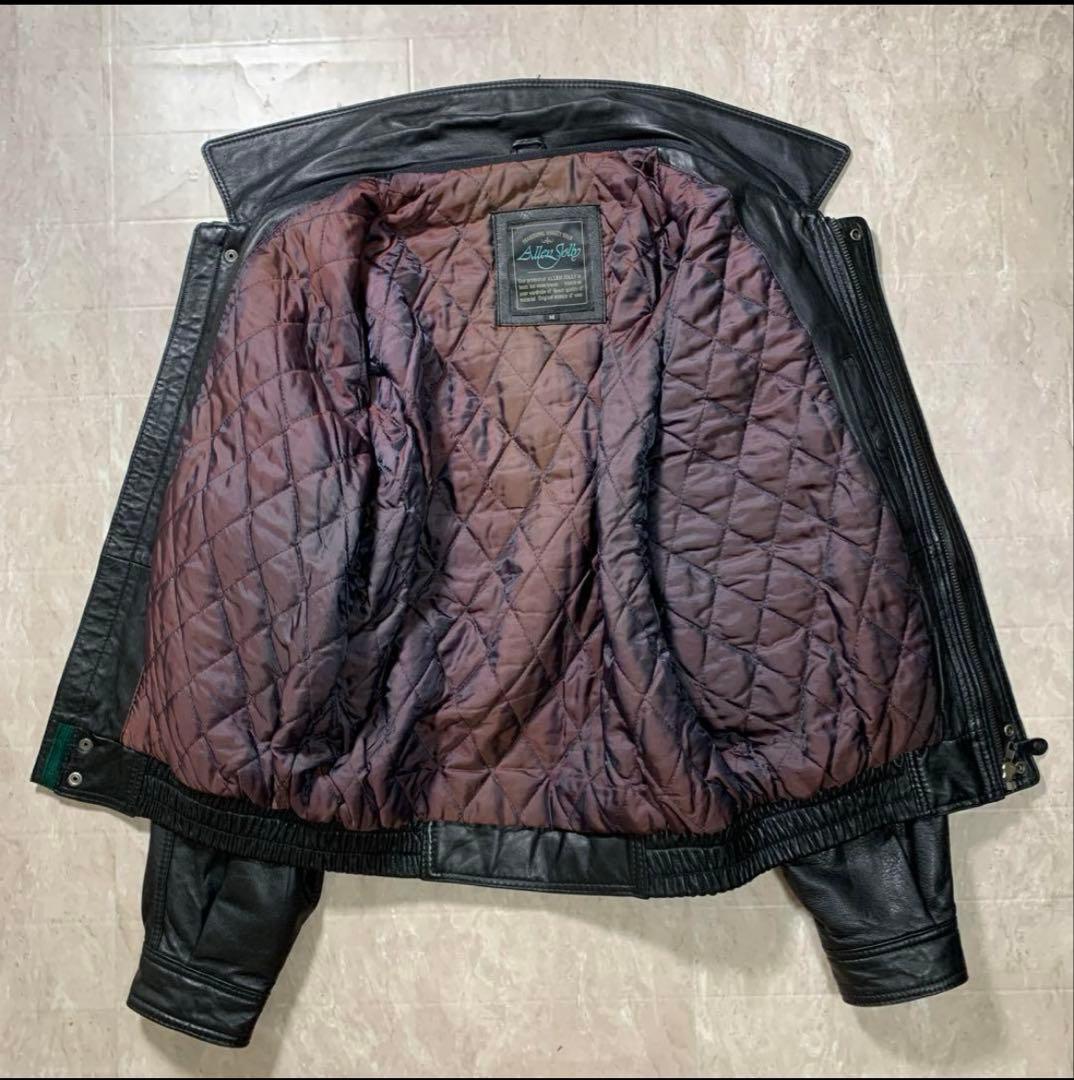 80s レザーボンバージャケット　本革　短丈