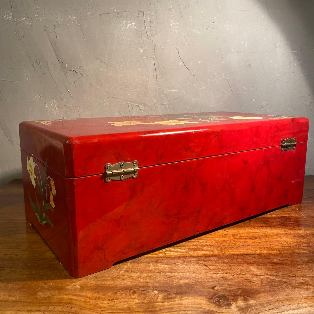 シノワズリ 二段収納箱 花柄 高級品 宝箱 ボックス インテリア ヴィンテージ