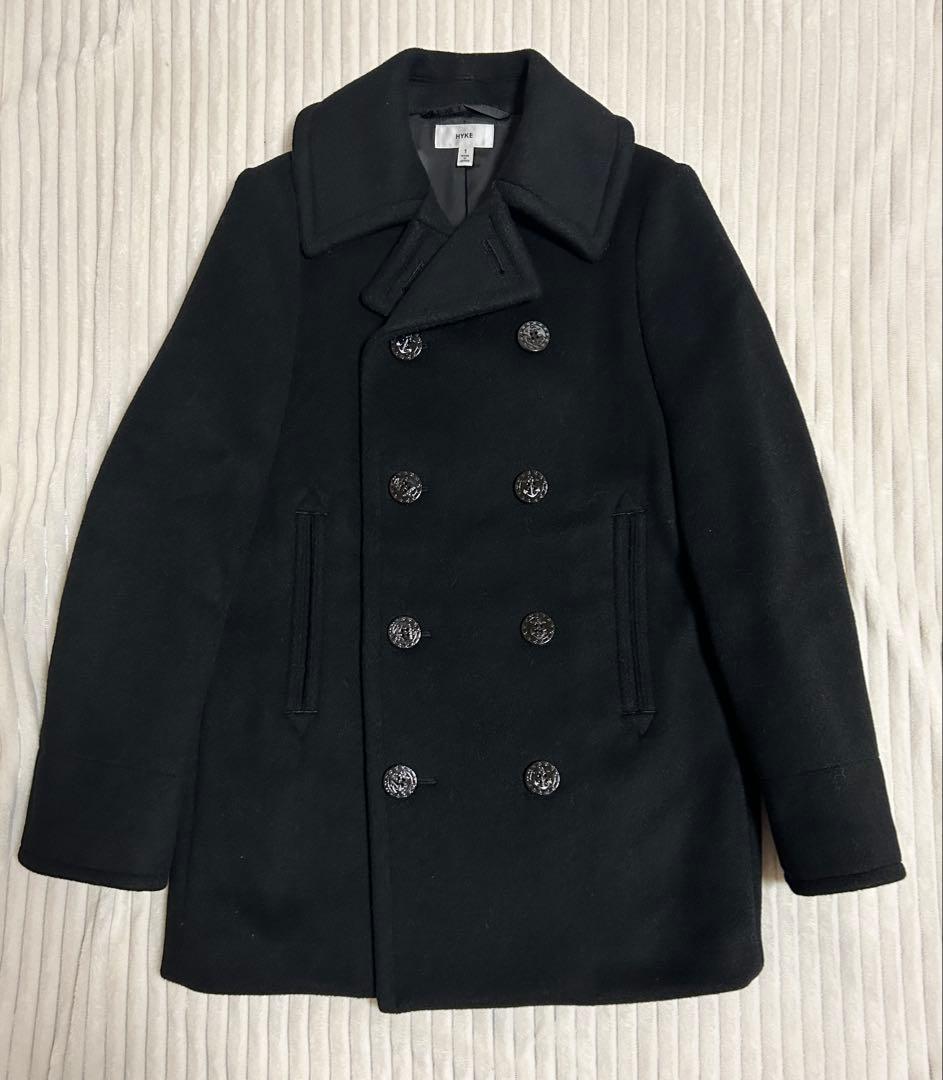 【美品 1度のみ使用】HYKE ハイク　黒　ショート丈　Pコート　サイズ：1