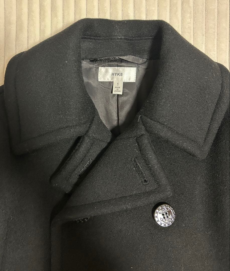 【美品 1度のみ使用】HYKE ハイク　黒　ショート丈　Pコート　サイズ：1