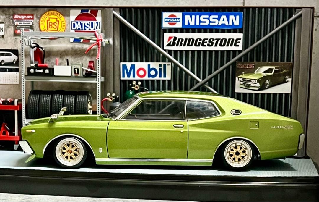 国産名車 1/24 ローレル カスタム ガレージ ジオラマ 旧車 ミニカー