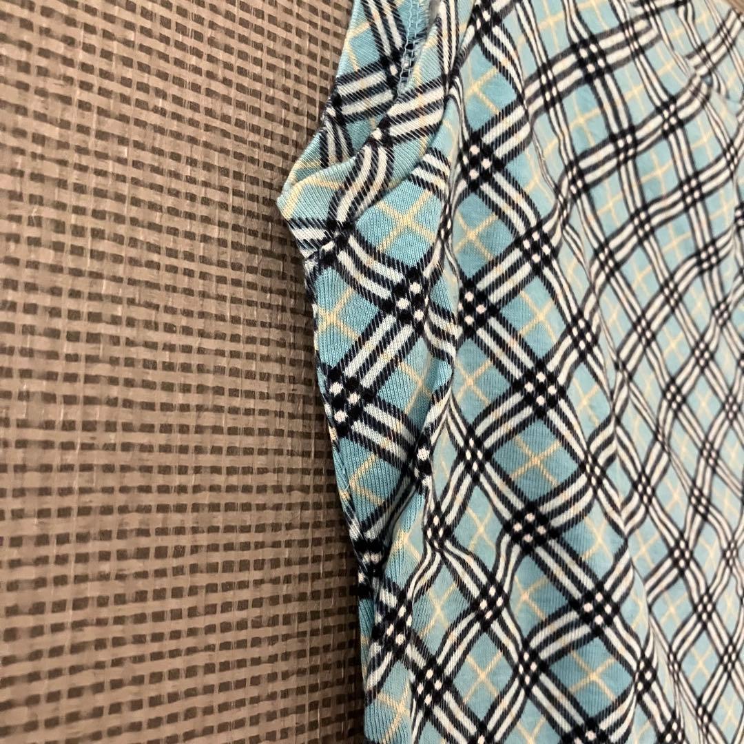 美品　バーバリーブルーレーベル　タンクトップ　ノバチェック　水色　M