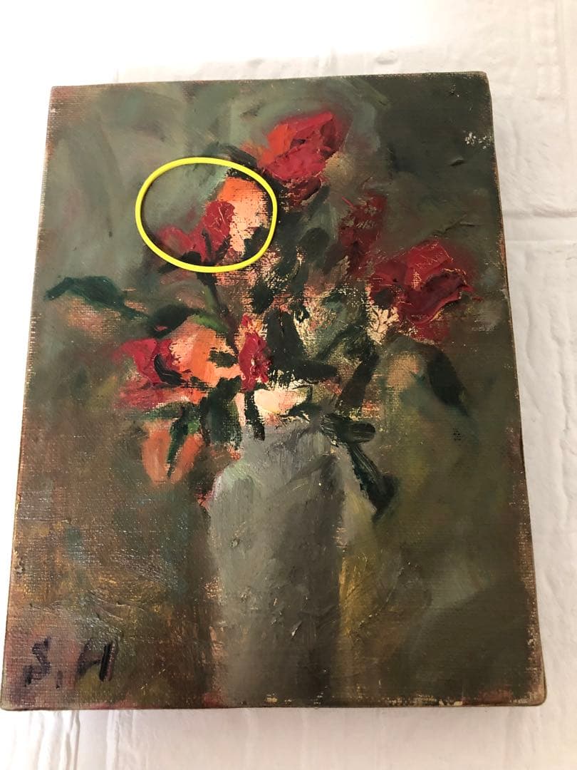 油絵（赤い花）