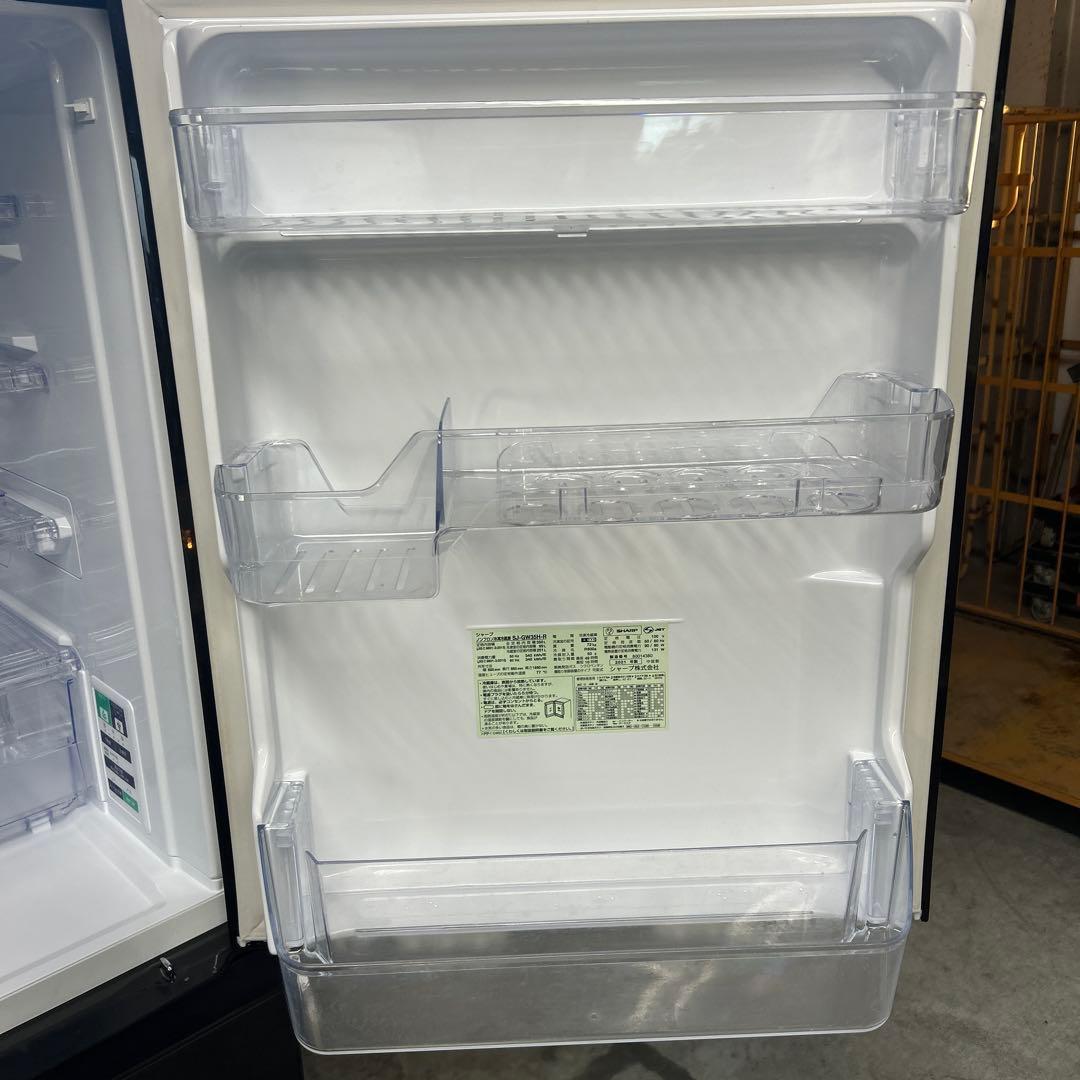SHARP 2021年製 3ドア冷蔵庫 ワインレッド