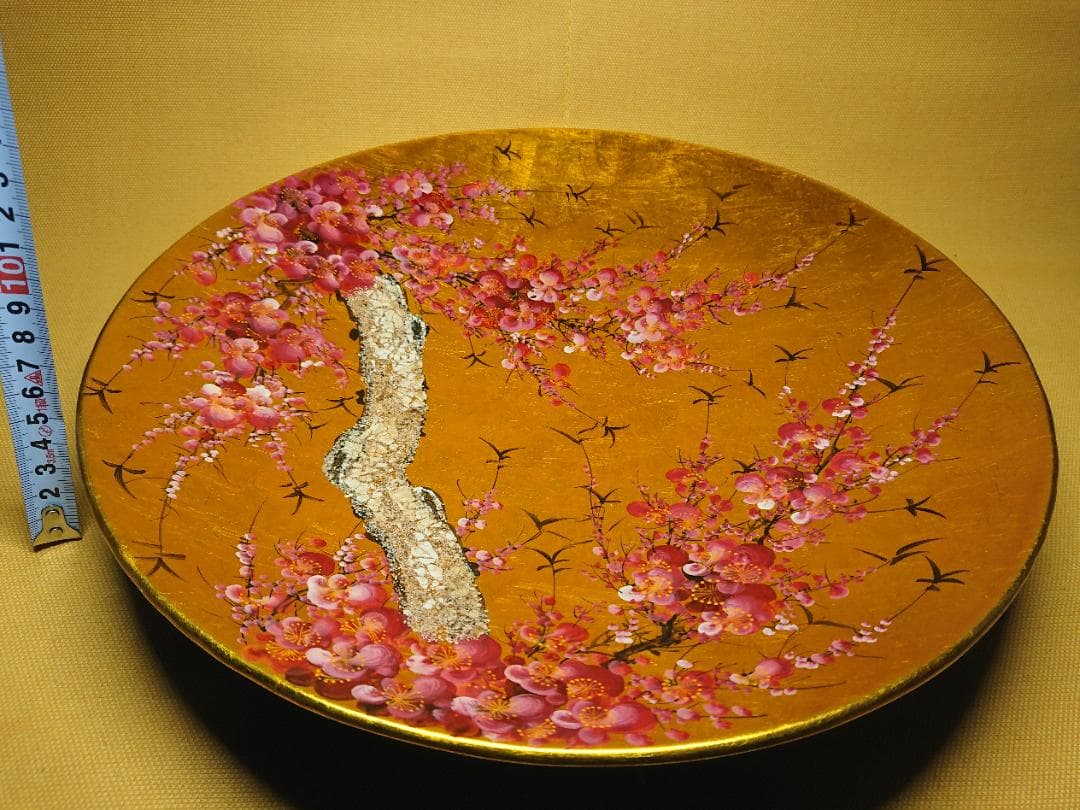 【美品】飾り皿　漆器　アート　彩絵　置物　インテリア　工芸品　美術品　A3087