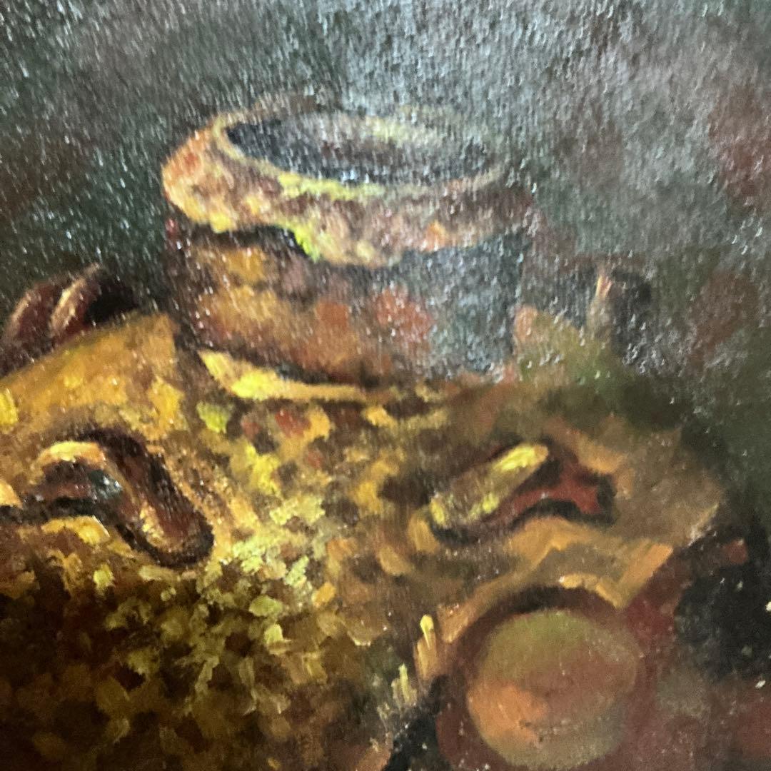 【真作】　後藤田司　静物画　壺とザクロ油彩画　油絵　額無し　F６号