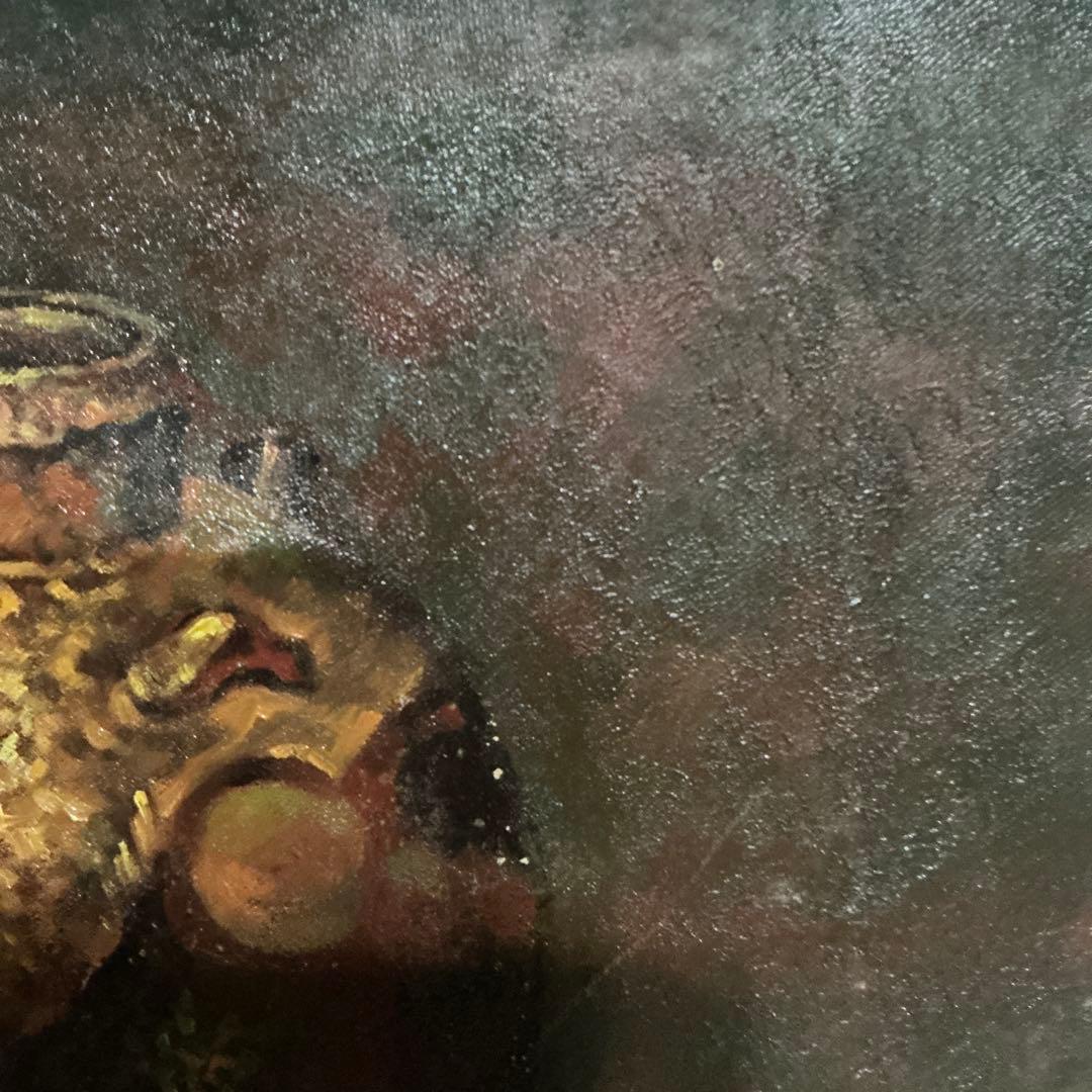 【真作】　後藤田司　静物画　壺とザクロ油彩画　油絵　額無し　F６号