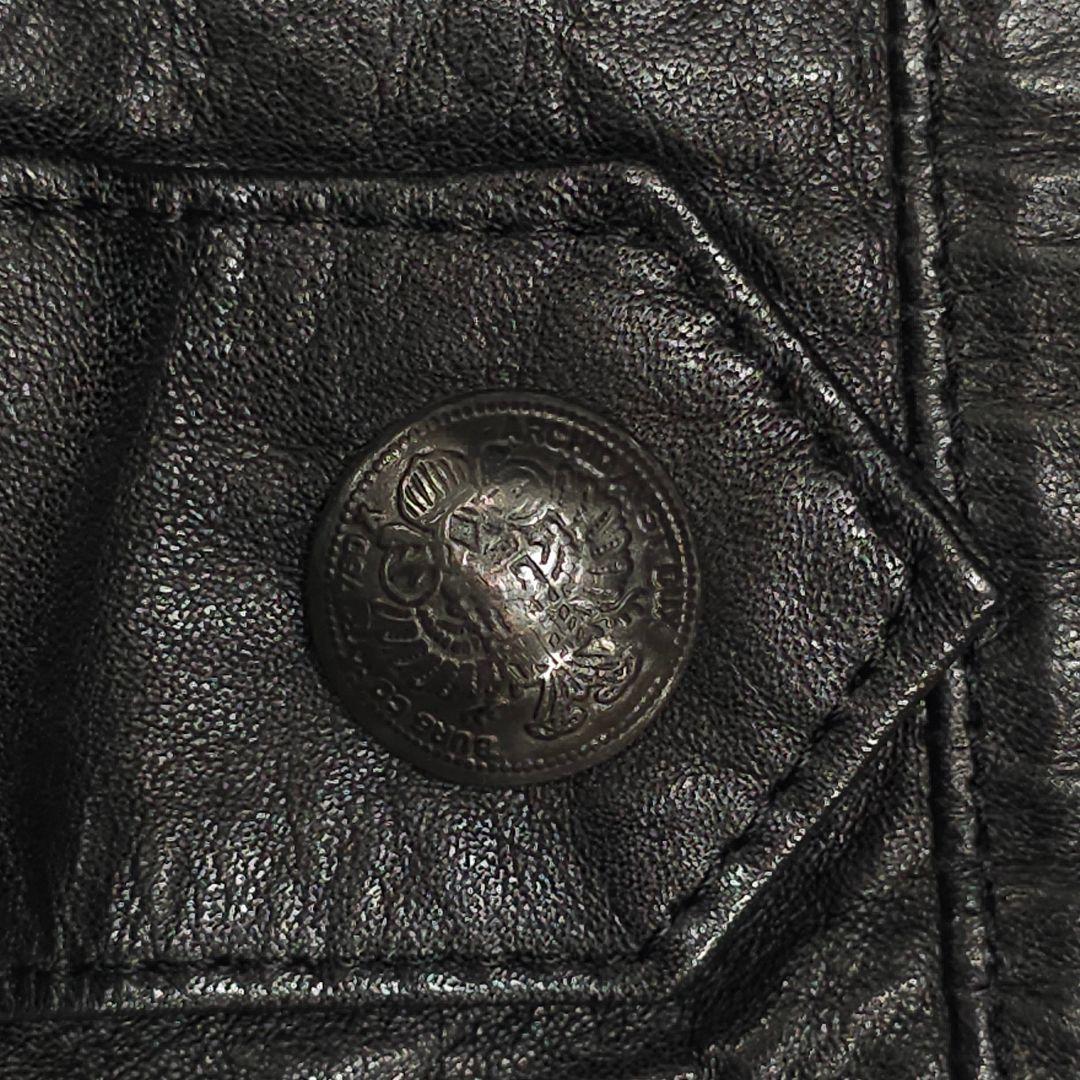 5351プールオム☆襟付き牛革シングルライダースジャケット2黒レザージャケット