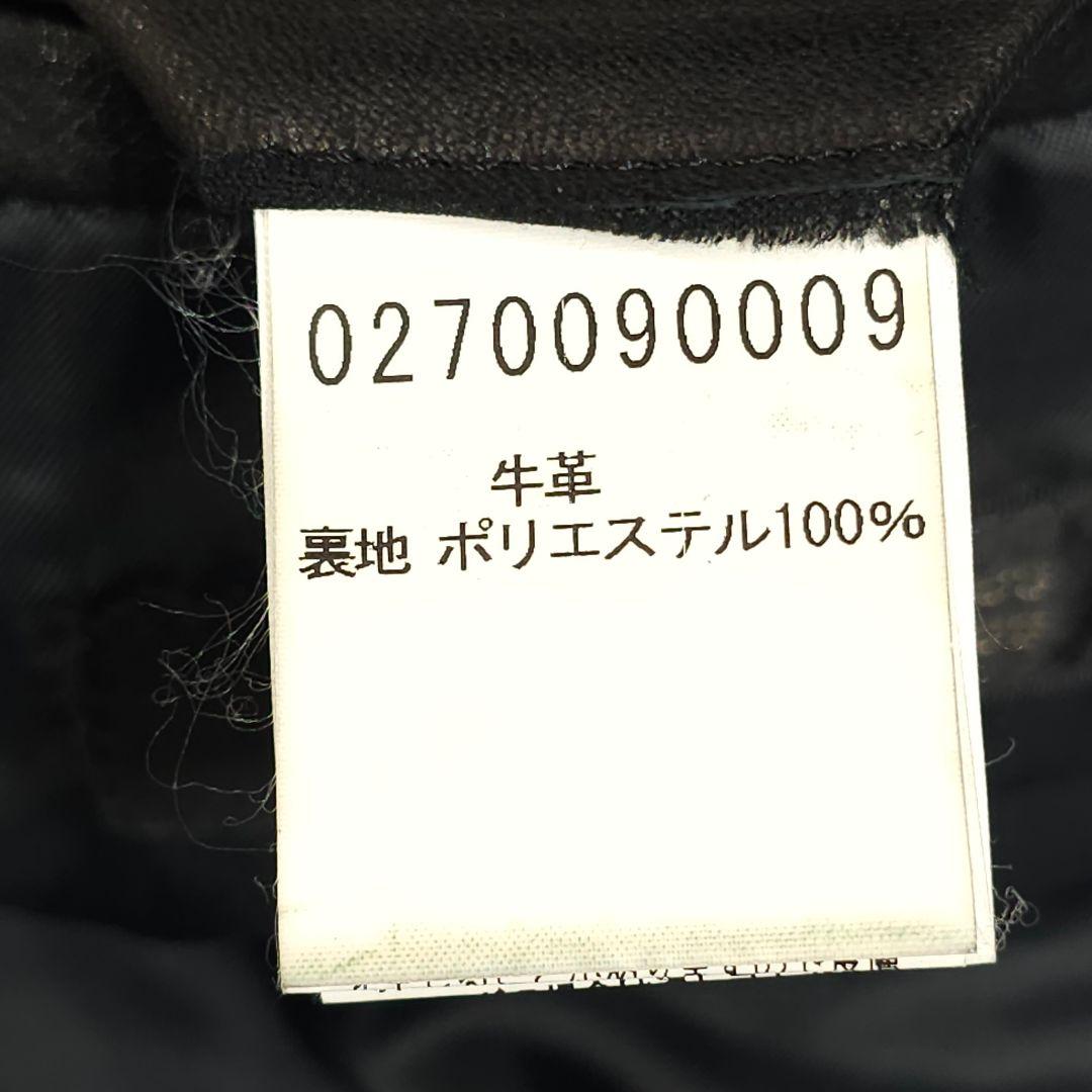 5351プールオム☆襟付き牛革シングルライダースジャケット2黒レザージャケット
