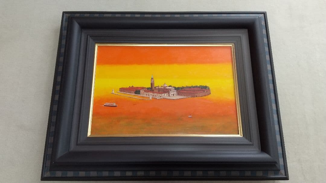 油絵　荒木淳一　ベネチアの夕暮 2016年　サイン　油絵　フィレンツェ　p6