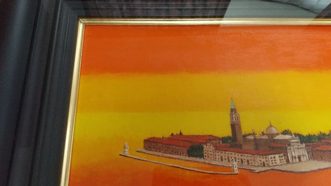 油絵　荒木淳一　ベネチアの夕暮 2016年　サイン　油絵　フィレンツェ　p6