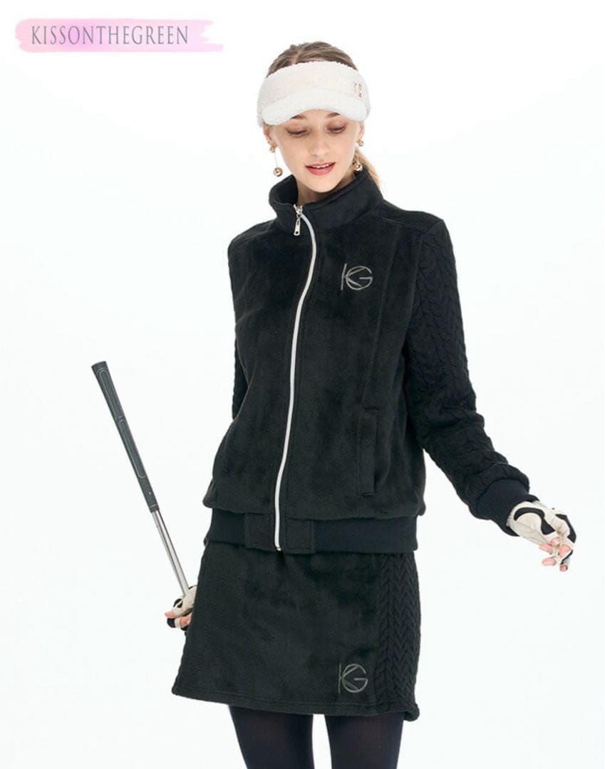 ゴルフウェア レディース 起毛素材 ジャケット＆スカート上下セット