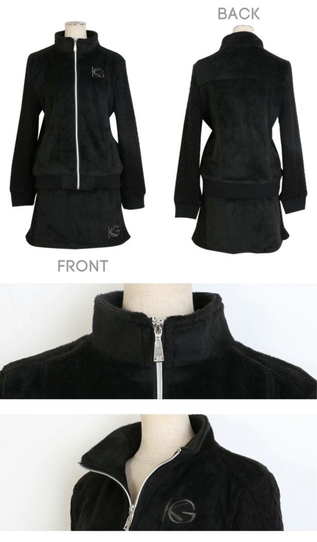 ゴルフウェア レディース 起毛素材 ジャケット＆スカート上下セット