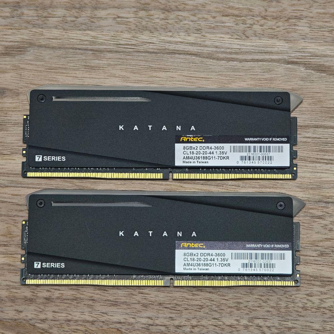 Antec KATANA DDR4-3600 8GBメモリ×2