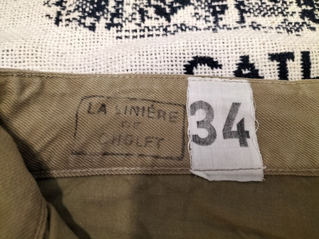 【実物】フランス軍　M52チノパンツ　サイズ３４　後期タイプ