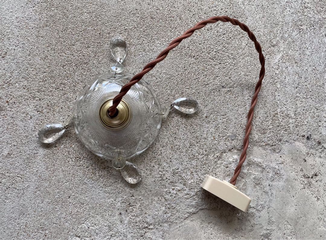 15. フランス ガラス 小さな吊下げランプ　アンティーク ミニ シャンデリア