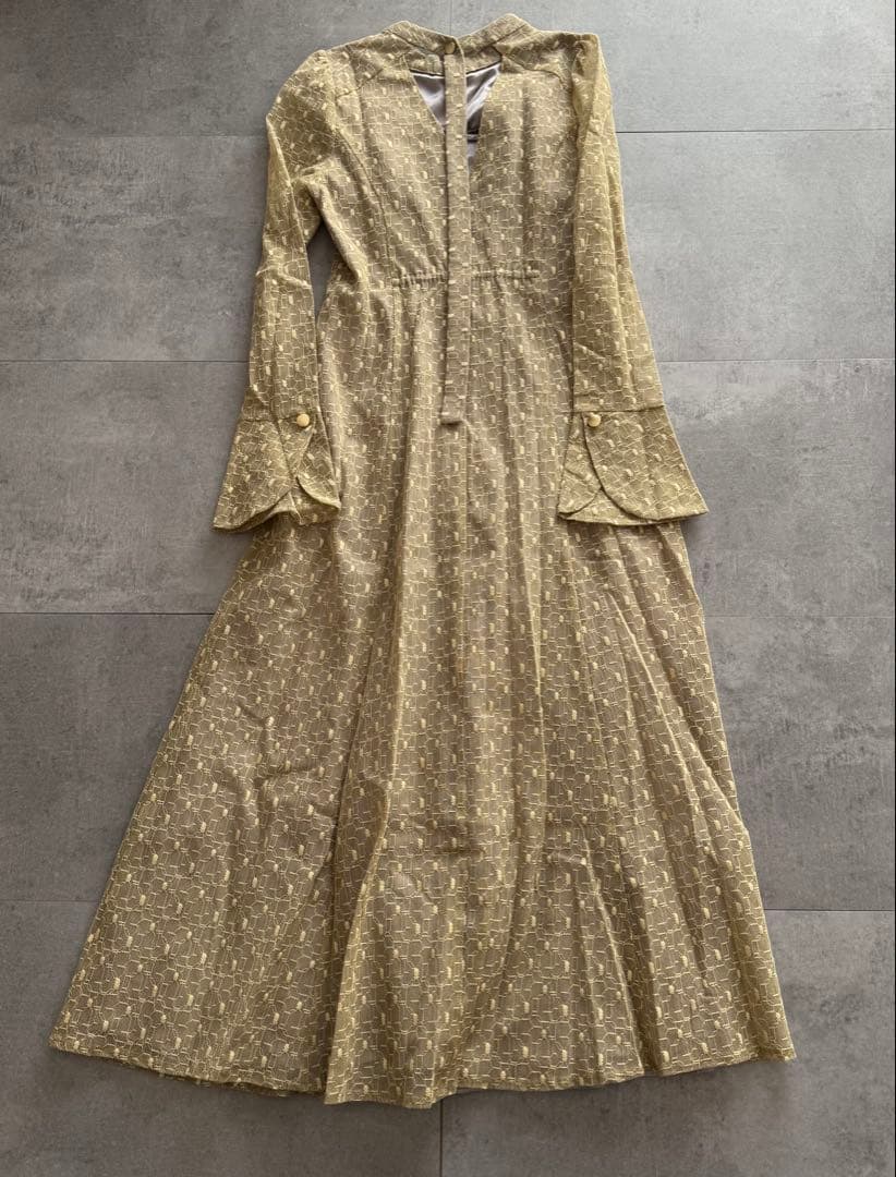 【大きめ】ANDRESD バックオープンジオメトリックドレス レース L 結婚式