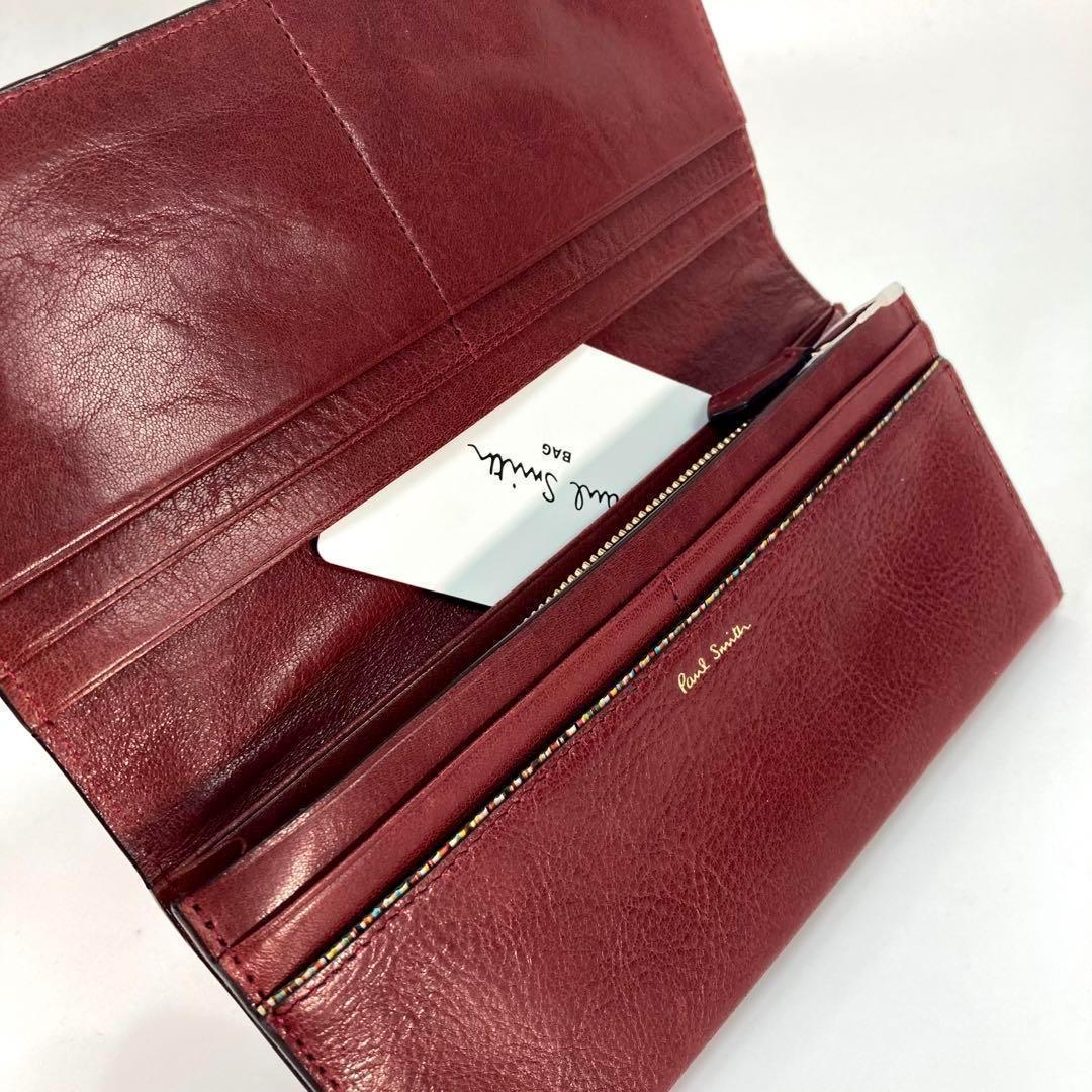 高級レザー◆ 新品　ポールスミス 長財布　ワインレッド　赤　メンズ 20q046