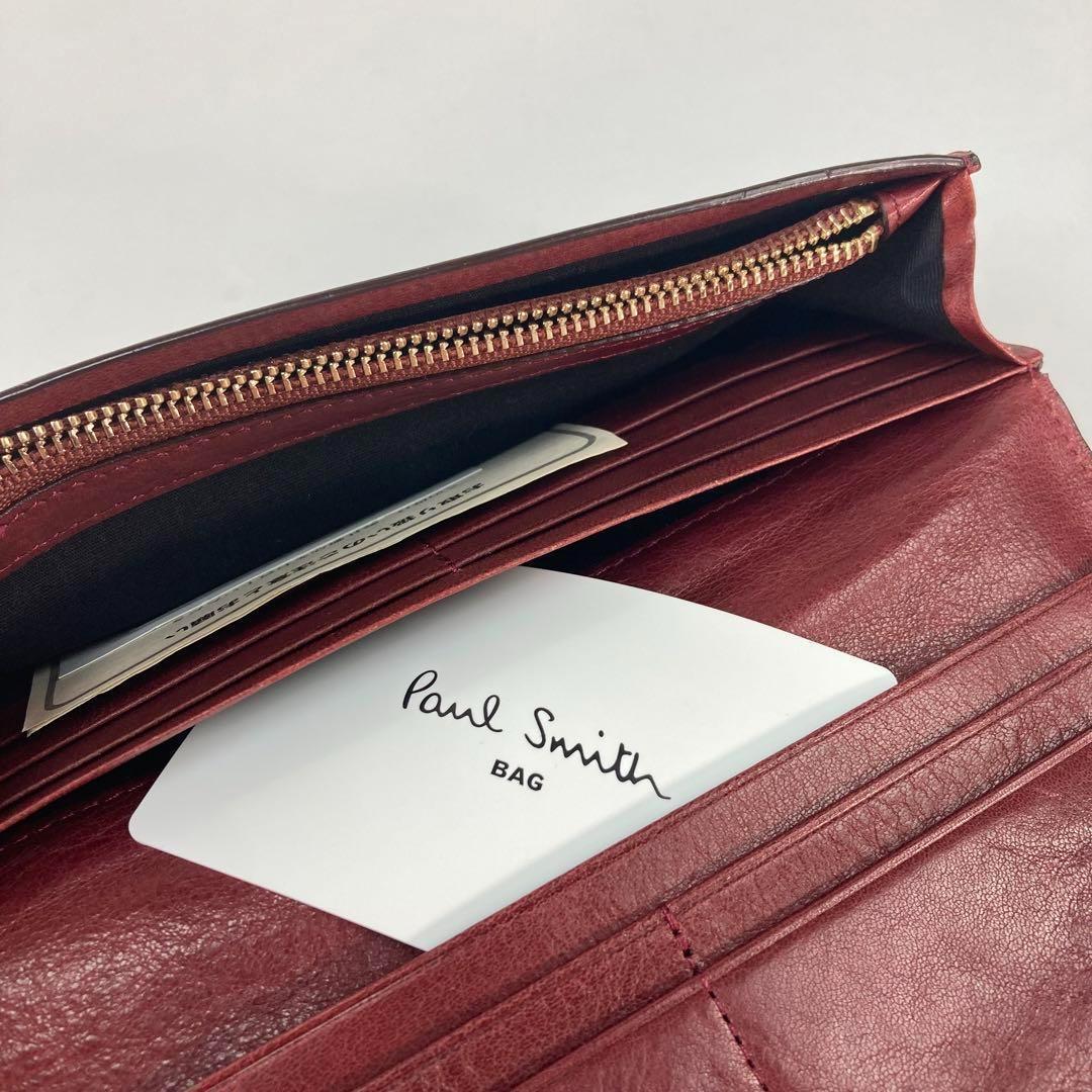 高級レザー◆ 新品　ポールスミス 長財布　ワインレッド　赤　メンズ 20q046