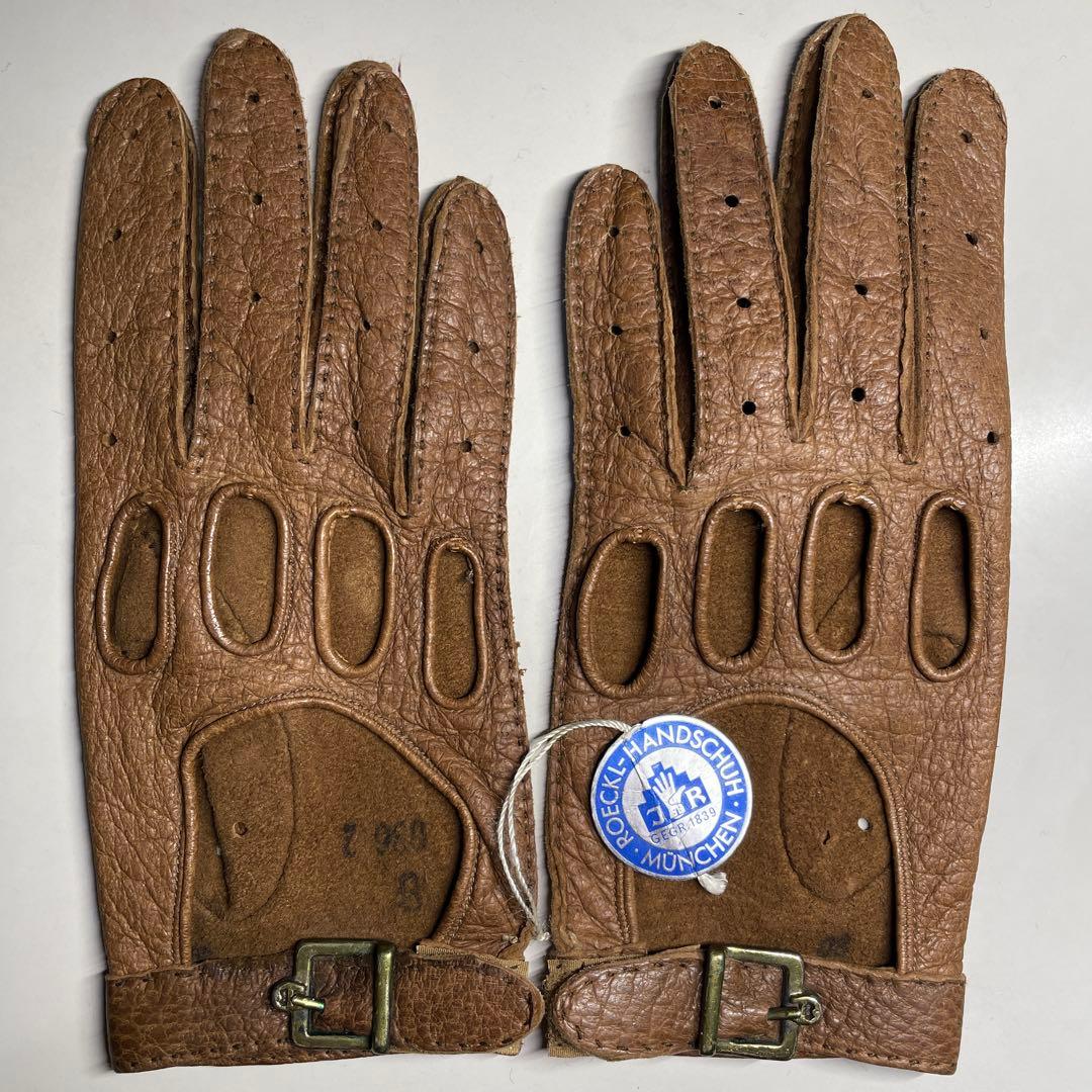 ROECKL ペッカリー革 ドライビング グローブ　一枚革　ブラウン色