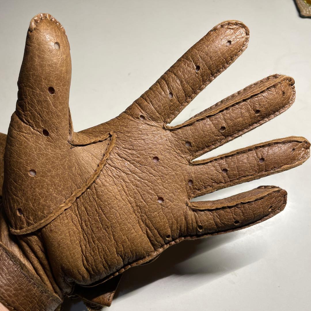 ROECKL ペッカリー革 ドライビング グローブ　一枚革　ブラウン色