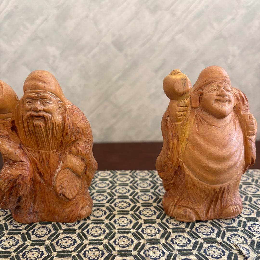 七福神 木製彫刻 7体セット ビンテージ　骨董品
