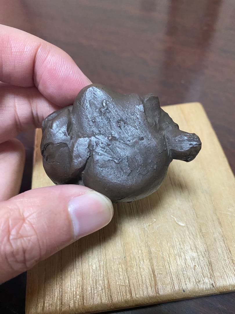 備前　置き根付　侍　焼物