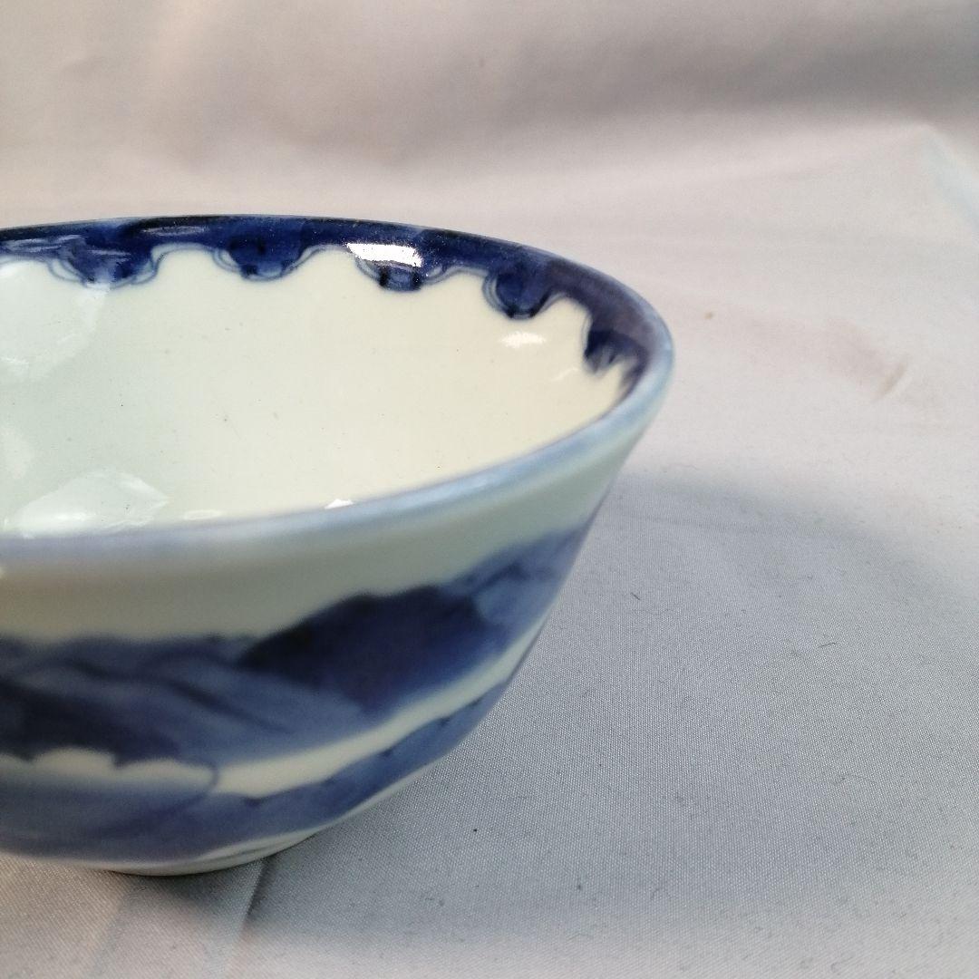 【茶道具】大徳寺黄梅院　小林太玄箱書　銘『夢』時代伊万里染付小茶碗　A512