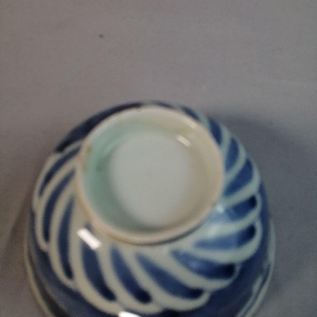 【茶道具】大徳寺黄梅院　小林太玄箱書　銘『夢』時代伊万里染付小茶碗　A512