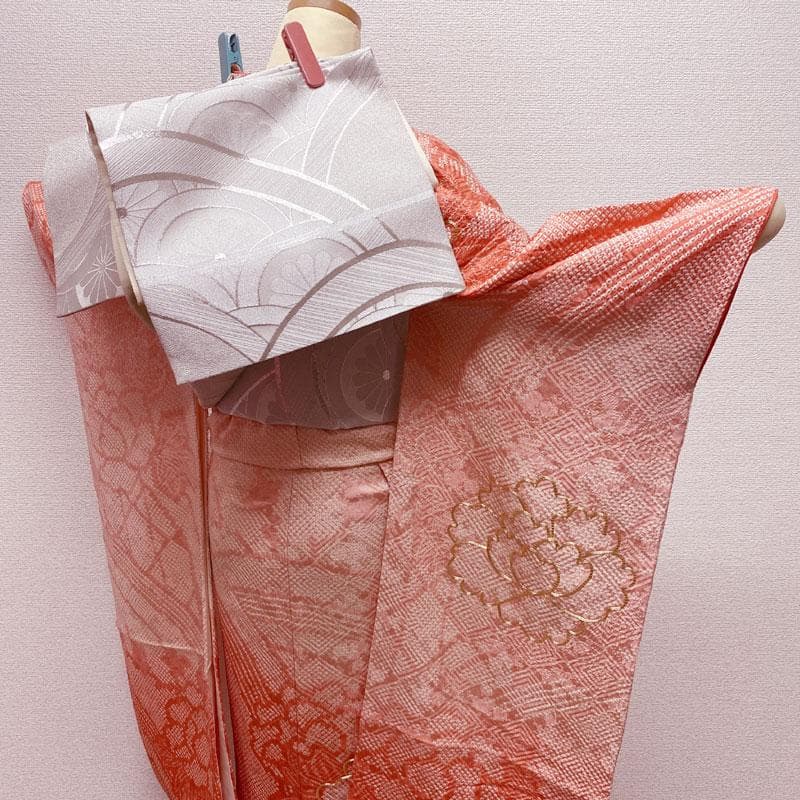 502aj16◎振袖＆袋帯 きものやまと 総絞り 成人式 結婚式 十三参り◎美品