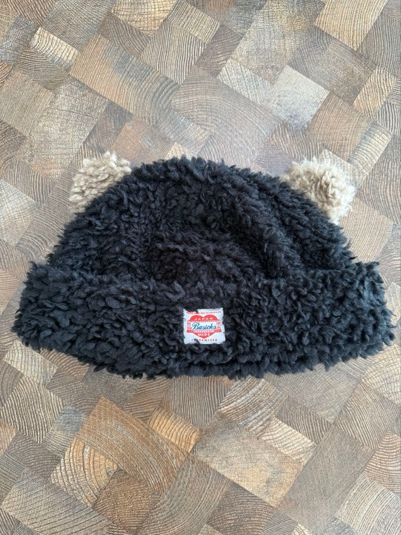 Basicks 耳付きニット帽 黒　くま帽　ベイシックス　M