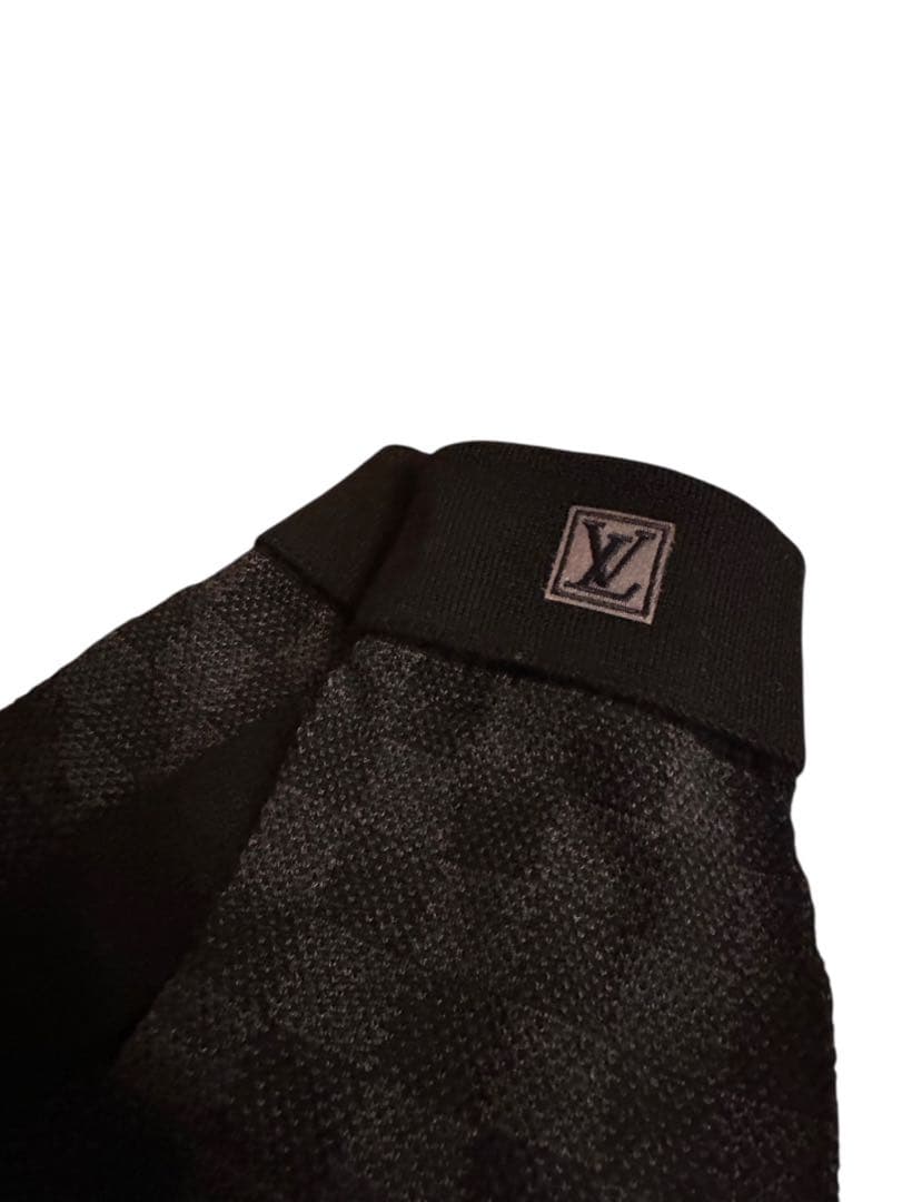 新品】ルイヴィトンLOUIS VUITTONダミエ ニット手袋 メンズ ブラック