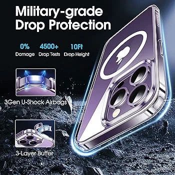 CASEKOO iPhone 14 Pro 用 ケース クリア ワイヤレス充電