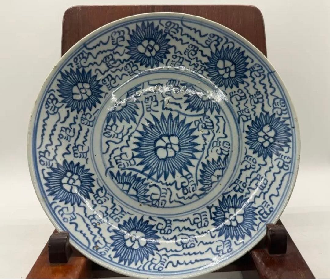 中国　清時代　染付　大皿　アンティーク　送料込み251106