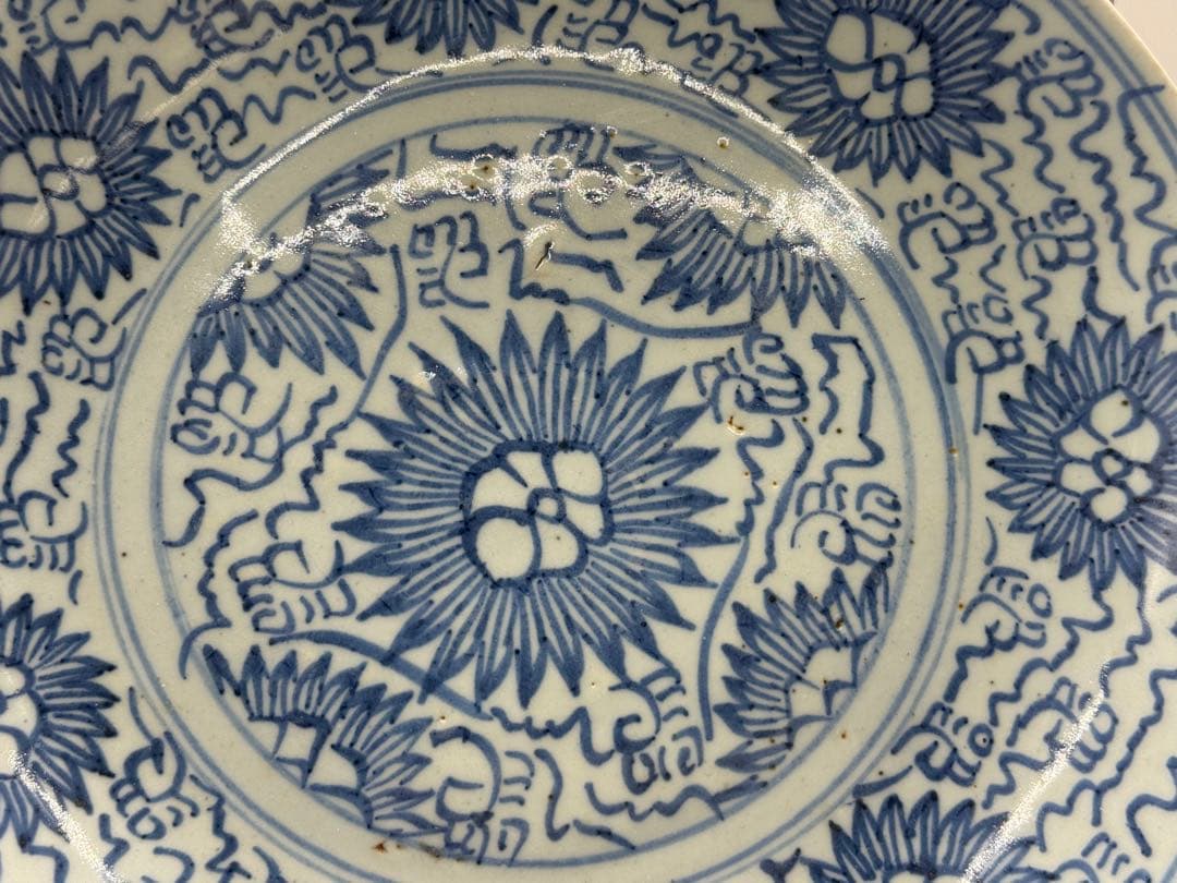 中国　清時代　染付　大皿　アンティーク　送料込み251106