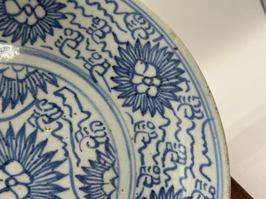 中国　清時代　染付　大皿　アンティーク　送料込み251106