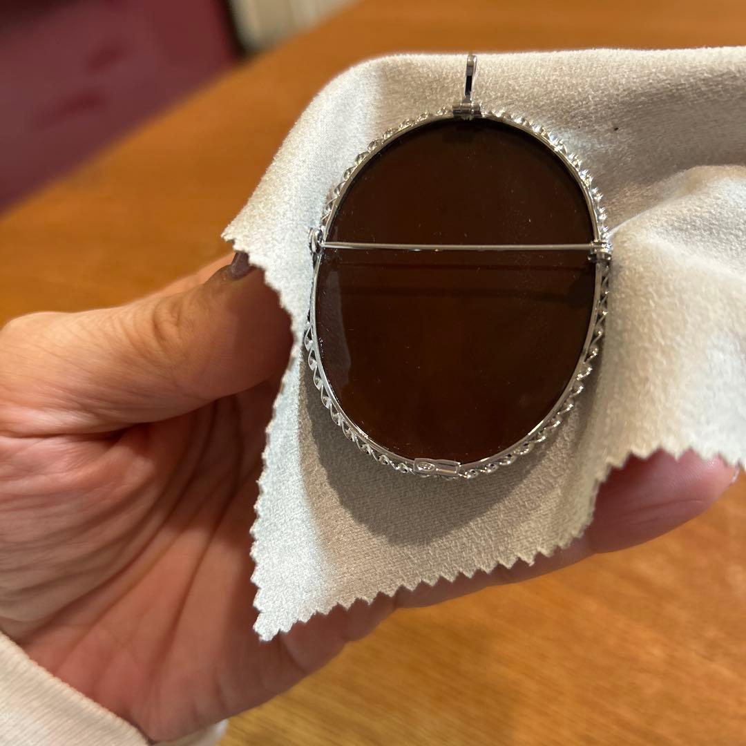 【美品】APA イタリア製 フルート シェル カメオ 2WAYブローチ