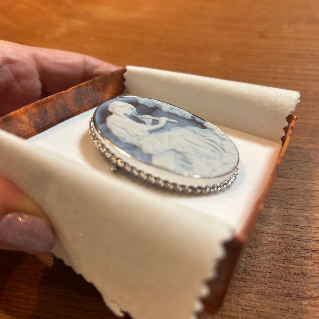 【美品】APA イタリア製 フルート シェル カメオ 2WAYブローチ