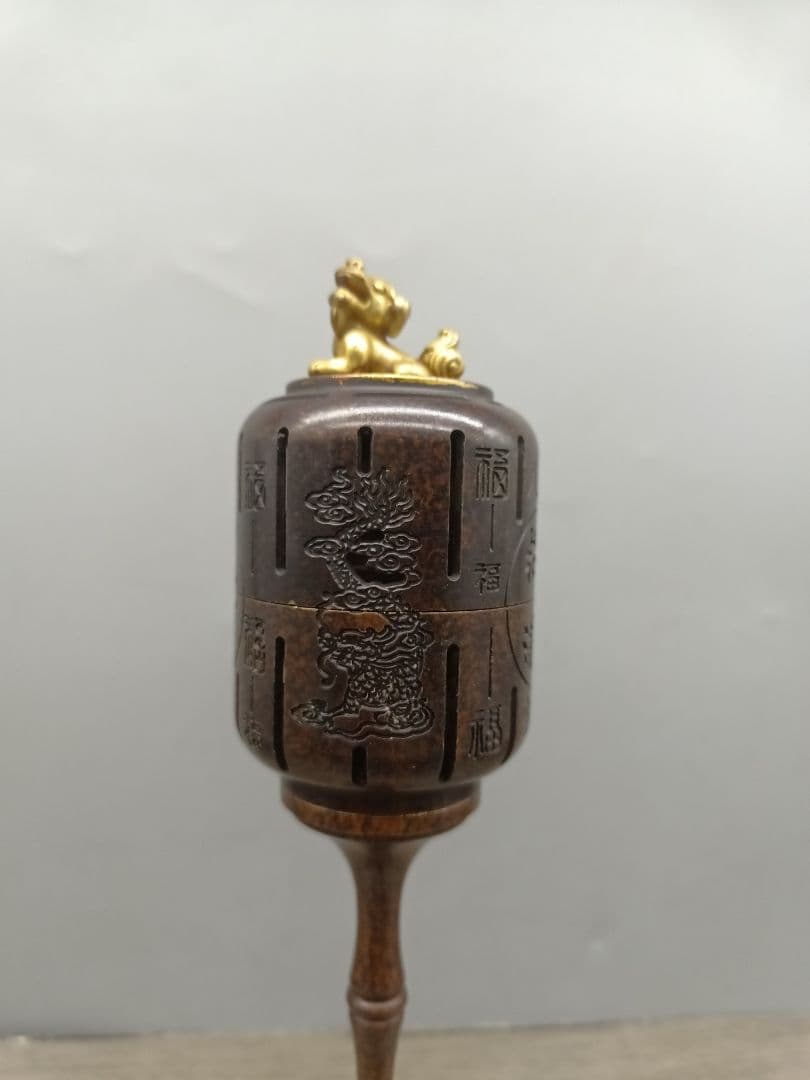 銅 細工 龍鳳宮灯香炉 檀香盤 室内 茶道 香道具 工芸品 置物