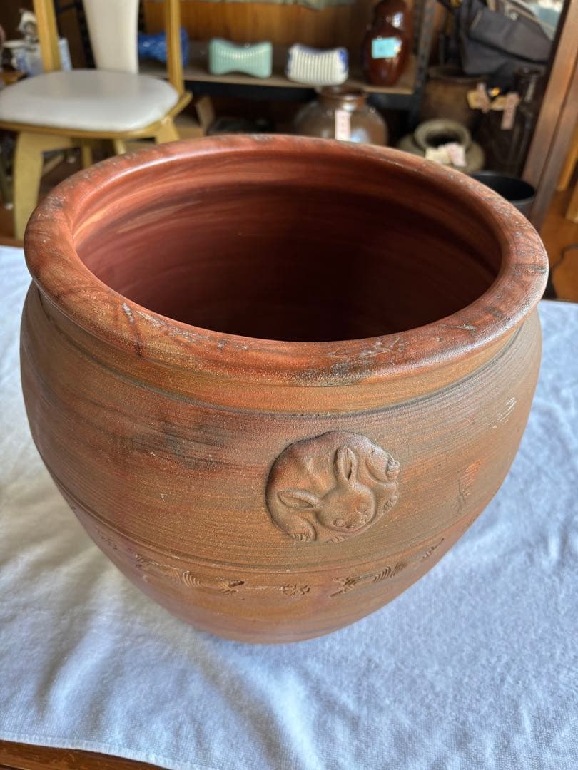 古備前焼　伊部陶苑　大壺　甕　鉢　アンティーク置物　骨董品