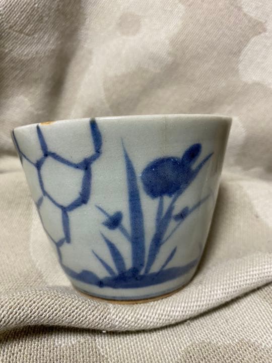 古伊万里 蕎麦猪　酒器 アヤメ 亀甲紋 江戸中期