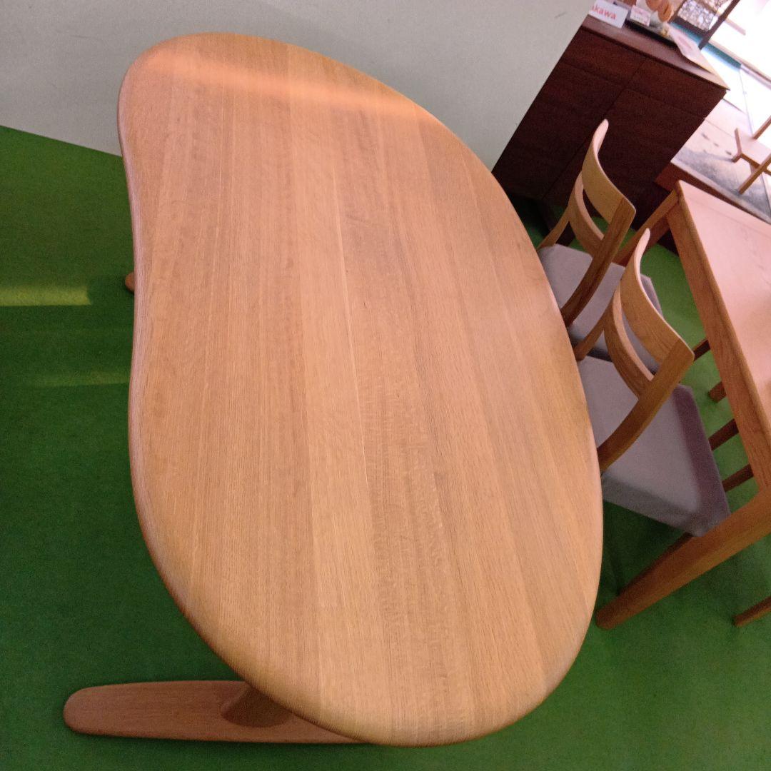 飛騨産業　オーダー テーブル 侭　豆型　丸面型　WO 色 ホワイトオーク 材