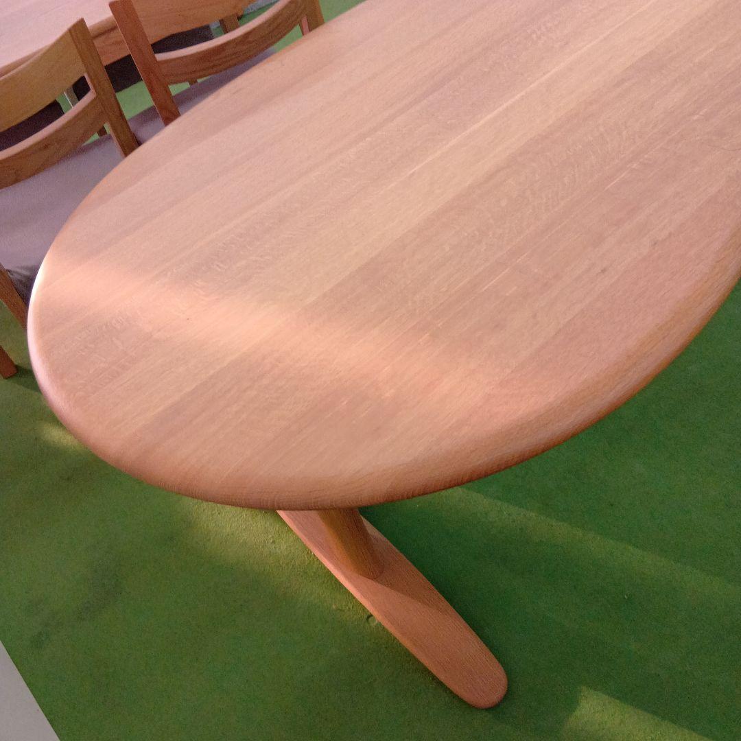 飛騨産業　オーダー テーブル 侭　豆型　丸面型　WO 色 ホワイトオーク 材