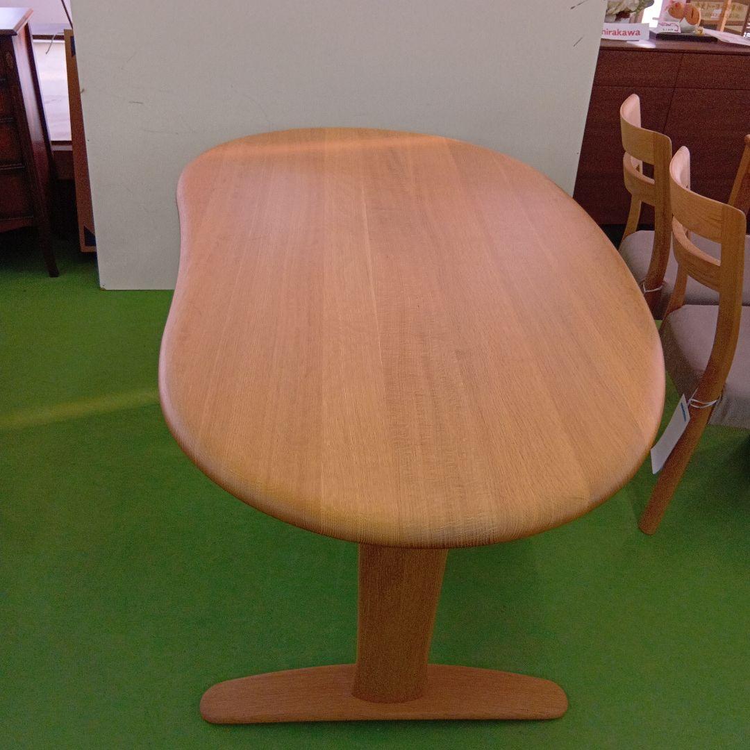 飛騨産業　オーダー テーブル 侭　豆型　丸面型　WO 色 ホワイトオーク 材