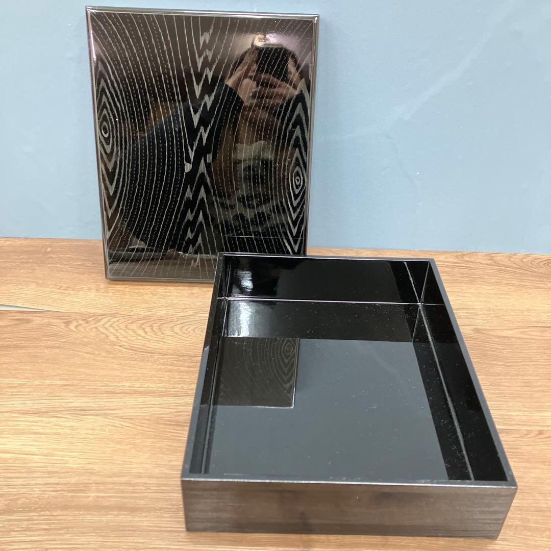 D-5 昭和レトロ 伝統工芸 会津漆器 銘撰漆器 文庫 書類入れ 木目模様