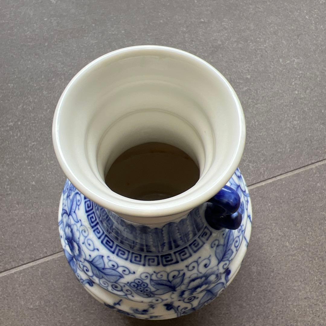 中国青花 染付 双耳瓶 花瓶 壺 陶磁器 古美術