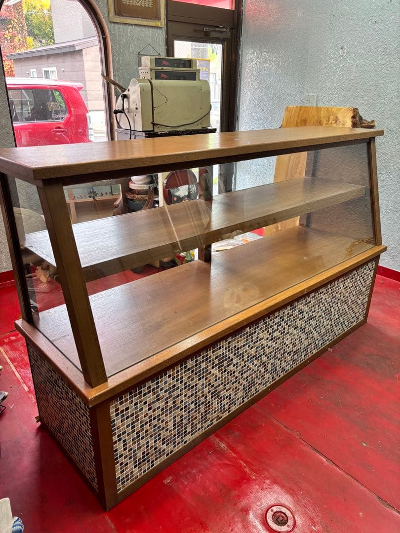 ◆アンティークガラスショーケース・タイル模様　状態B